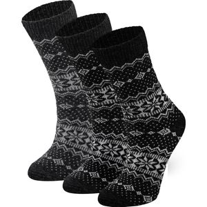 Lavendel - NATUURLIJKE Wollen Sokken - Etnische Patroon - Oeko-Tex - 3 Paar