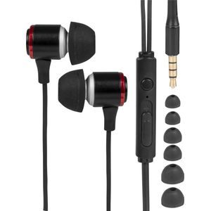 Nuvance Oortjes met Draad - 3.5mm Jack Aansluiting - Oordopjes met Draad - In-Ear Oortjes met Draad en Microfoon - Zwart