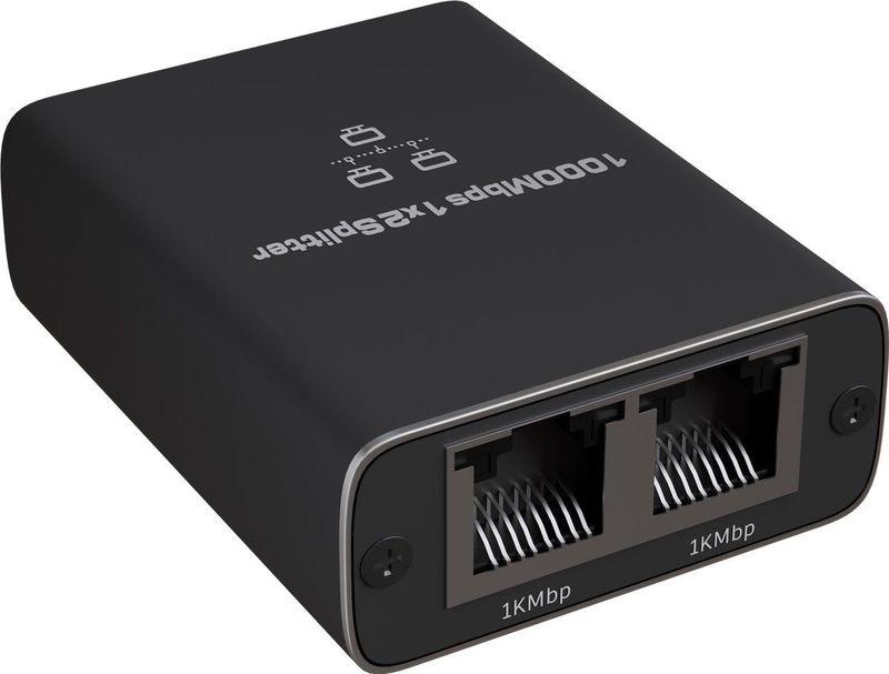 Nuvance Internet Splitter - 2 Poorten - 1000 Mbps - Zwart