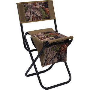 Eurocatch Opvouwbare stoel - Viskrukje - Visstoel - Vistoeltje Met Tas en Rugleuning - Camping stoeltje - Camouflage - Stevig 19mm Frame