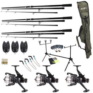 FISH-XPRO Karperset | Carpset Pro Improve Set | 3-Rod | Karperhengelset | Extra Uitgebreid | 96-Delig