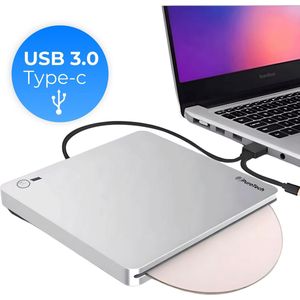 PuroTech Externe DVD/CD Speler voor Laptop & PC - USB 3.0 & USB C - Brander - Optical Drive - Optische Drive - Plug & Play - DVD/CD Drive - Windows, MacOS & Linux