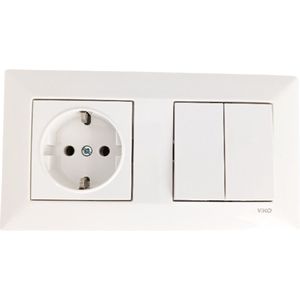 Panasonic Viko-Stopcontact-Wandcontactdoos-Randaarde-Wit-Compleet-Meridien Serie