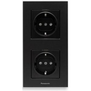 Panasonic -Zwarte Stopcontact-WCD-Verticaal-Inbouw-Karreplus Serie