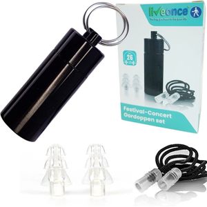Oordoppen Festival & Concert – Transparante Gehoorbescherming (26dB) – Comfort Earplugs Muziek met Draagkoord & Hulsje – Siliconen Oordopjes