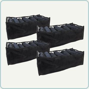 Nordix Kledingkast - Organizer - Opbergsysteem - Opbergmand - Lade 7 - Vakken - Zwart - 4 stuks