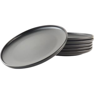 OTIX Dinerborden - Bordenset - 6 Persoons - Zwart - 27cm - Keramiek - Borden - WILLOW