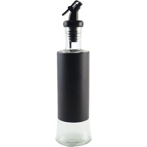 OTIX Olijfolie Fles - Azijnfles - Oliefles - Zwart - 350ml - Met schenktuit - Glas