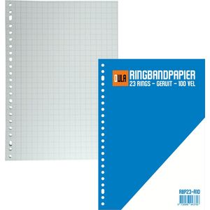 DULA Ringbandpapier A4 - 23 rings - 10mm geruit - 70 grams - 100 vel - Ruitjespapier