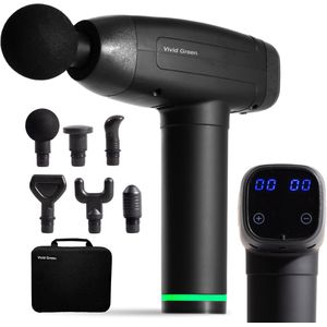 Vivid Green - Massage Gun - Zwart - Professioneel - Draadloos - 6 Opzetstukken