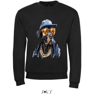 Sweatshirt 2-158an09 Hond met gouden kettingen - xS