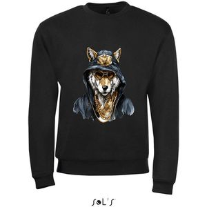 Sweatshirt 2-158an13 Hond met gouden kettingen - xS