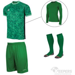 Stanno - Pixel Keeperstenue - Groen - Keepersoutfit - Compleet met Shirt, Baselayer, Short en Sokken