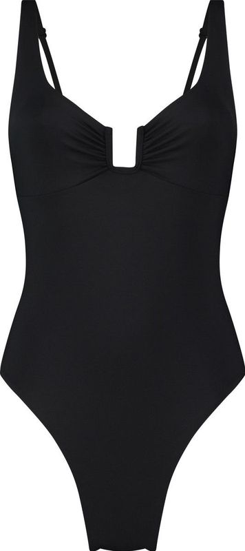 Hunkemöller Dames Badmode Badpak Shaping Santorini - Zwart - maat 34