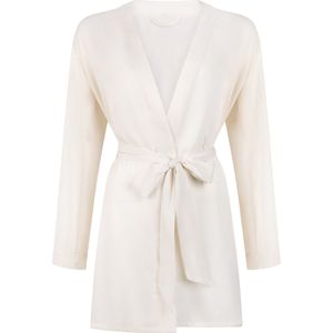 Hunkemöller Dames Nachtmode Kimono Satin - Wit - maat XS/S