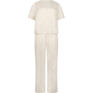 Hunkemöller - Pyjamaset - Wit - Tweedelig - T-shirt met Korte Mouwen en Lange Broek