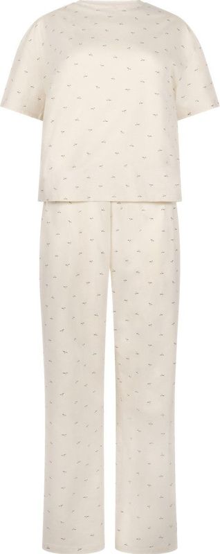 Hunkemöller - Pyjamaset - Wit - Tweedelig - T-shirt met Korte Mouwen en Lange Broek
