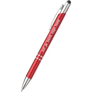 Akyol - juf je bent mijn held pen - rood - gegraveerd - Juf - lerares - cadeau voor juf- afscheidscadeau leraar - kerst cadeau voor lerares -juffendag cadeau - juffendag - cadeau voor de leraar - heldin - held - juf - lerares - met soft touch
