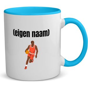 Akyol - basketbal man met eigen naam koffiemok - theemok - blauw - Basketbal - iemand die op basketbal zit - sport - bal - wedstrijdsport - verjaardag cadeau - kado - 350 ML inhoud