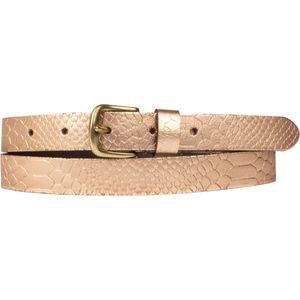 Petrol Industries Riem Dames - Broekriem - Met Slangenpatroon - Leer - Rosé goud - 80 cm - XS