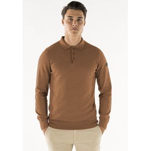 Presly and Sun Heren knitted polo-Brad-Bruin