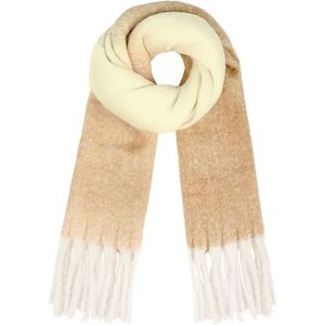 Gekleurde sjaal met slierten - beige