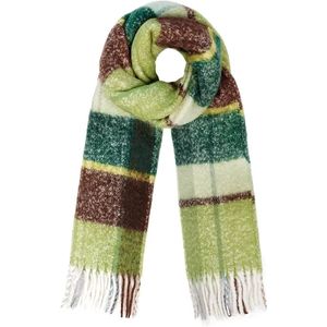 Sjaal -groen- langwerpige sjaal - wintersjaal -franjes