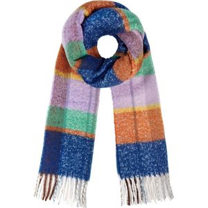 Sjaal -gekleurde geblokte sjaal-franjes -wintersjaal