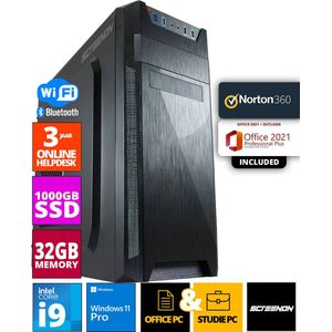 ScreenON - Allround Office PC - Intel Core i9 - 1TB M.2 SSD - 32GB RAM - UHD Graphics 750 - Inclusief Norton 360 + WiFi & Bluetooth