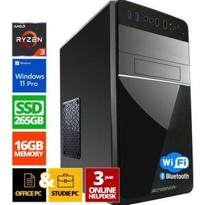 Office PC - Ryzen 3 - 256GB SSD - 16GB RAM - Radeon RX Vega 8 - WX28275 - Windows 11 - ScreenON - Allround Computer + WiFi & Bluetooth