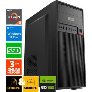 Office Computer - Ryzen 3 - 1024GB SSD - 128GB RAM - GTX 1650 - WX32337 - Windows 11 - ScreenON - Allround Business PC + DVD speler + WiFi & Bluetooth