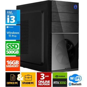 Intel Compleet PC | Intel Core i5 | 16 GB DDR4 | 500 GB SSD | RTX 3050 | Windows 11 Pro + WiFi & Bluetooth