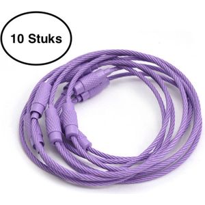 Staaldraad sleutelring 15 cm - Sleutelhanger - Split ring - 15 centimeter - 10 stuks - Licht Paars