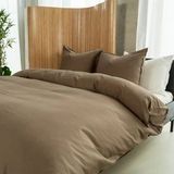 Kayori - Edo - Dekbedovertrek - Katoensatijn - Khaki - 140/200-220