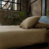 Kayori - Edo - Dekbedovertrek - Katoensatijn - Khaki - 140/200-220