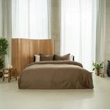 Kayori - Edo - Dekbedovertrek - Katoensatijn - Khaki - 140/200-220