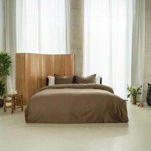 Kayori - Edo - Dekbedovertrek - Katoensatijn - Khaki - 140/200-220