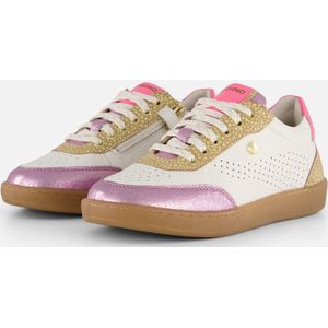 Vingino - Metallic Sneakers - Roze - Leer - Rits- en Vetersluiting