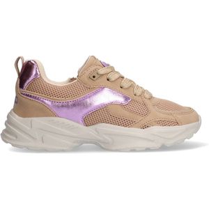 Vingino - Chunky Sneakers - Beige/Lila - Leer/Textiel