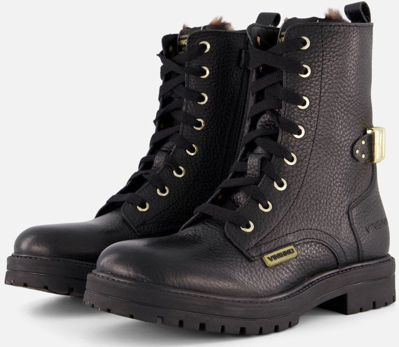 Vingino - Veterboots - Zwart - Leer