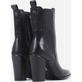 BRONX - Leren Enkellaarsjes - Zwart - Blokhak