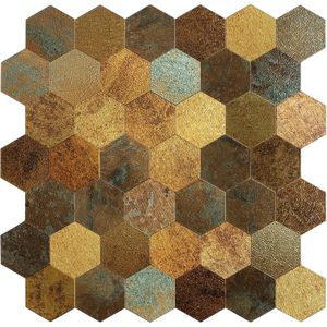 Zelfklevende Mozaïek tegels - Goud Geplaat - plaktegels - wandtegels zelfklevend -28,8x29,2cm