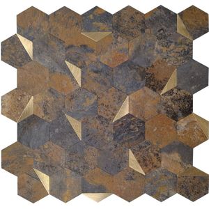 Zelfklevende Mozaïek tegels - Goud Roest - plaktegels - wandtegels zelfklevend - 28,8x29cm