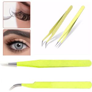 DW4Trading Antistatische pincetten Set van 2 Stuks - Geel