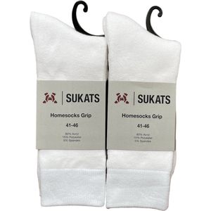Sukats® Huissokken - Antislip sokken - Gripsokken - Dames Huissokken - ABS - Met Grip - 2 Paar - Maat 36-40 - Wit - Meerdere Maten en Varianten - Verwarmde Sokken