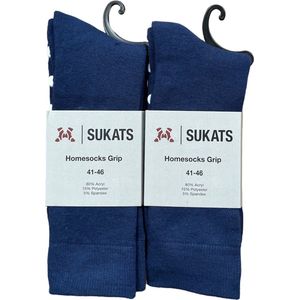 Sukats® Huissokken - Antislip sokken - Gripsokken - Dames Huissokken - ABS - Met Grip - 2 Paar - Maat 36-40 - Blauw - Meerdere Maten en Varianten - Verwarmde Sokken