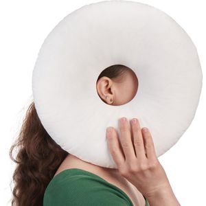 Piercing Kussen - Kussen Met Gat Voor Oor - Donut Kussen Piercing - Verstelbare Vulling - 29x29 cm - Wit - Ringkussen