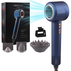 VistaSonic Super Föhn ® - Haardroger met Diffuser - Haardroger Krullen - Diffuser Fohn - Ionische haardroger - Deep Blue