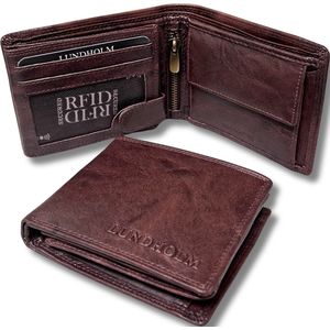 Lundholm Portemonnee heren luxe leer RFID anti-skim - Sundsvall serie compact formaat portefeuille heren leer - kado man mannen cadeautjes Billfold Bruin