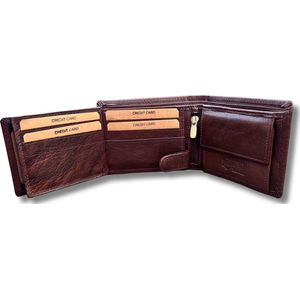 Lundholm Portemonnee heren compact luxe leer RFID anti-skim in geschenkdoos cadeau - Reykjavik serie portefeuille heren leer - mannen cadeautjes Billfold Bruin